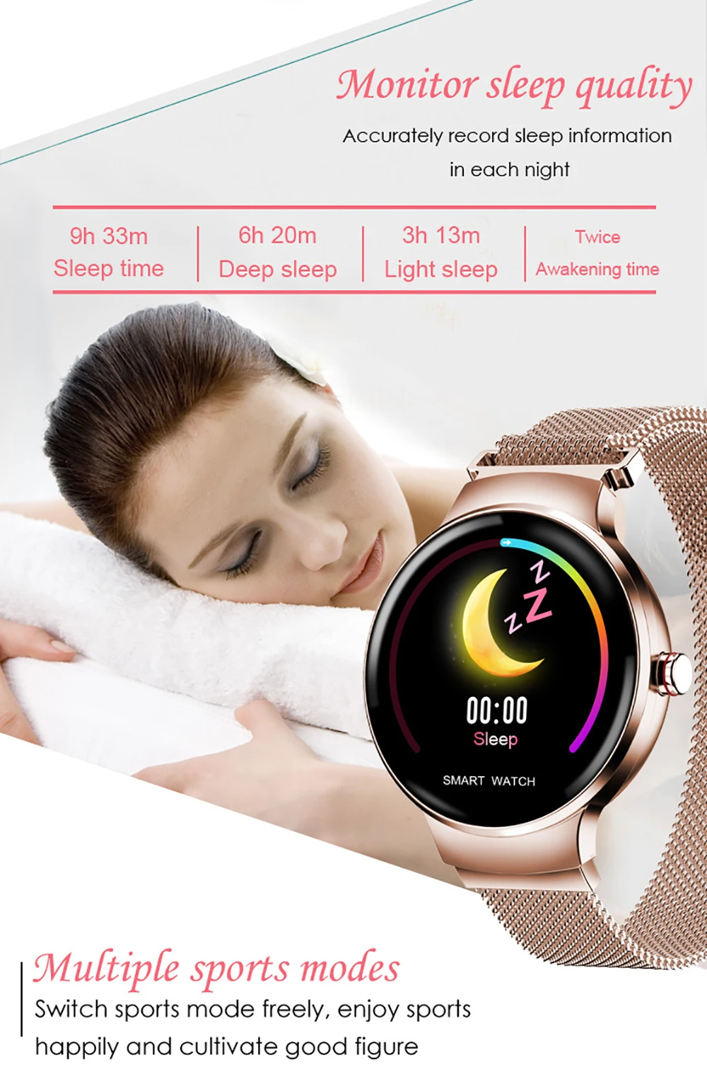 LYKRY H5 Women Smart Watch Blood Pressure Heart Rate Monitor Fitness tracker IP67 Waterproof Fanshion Sport Smartwatch