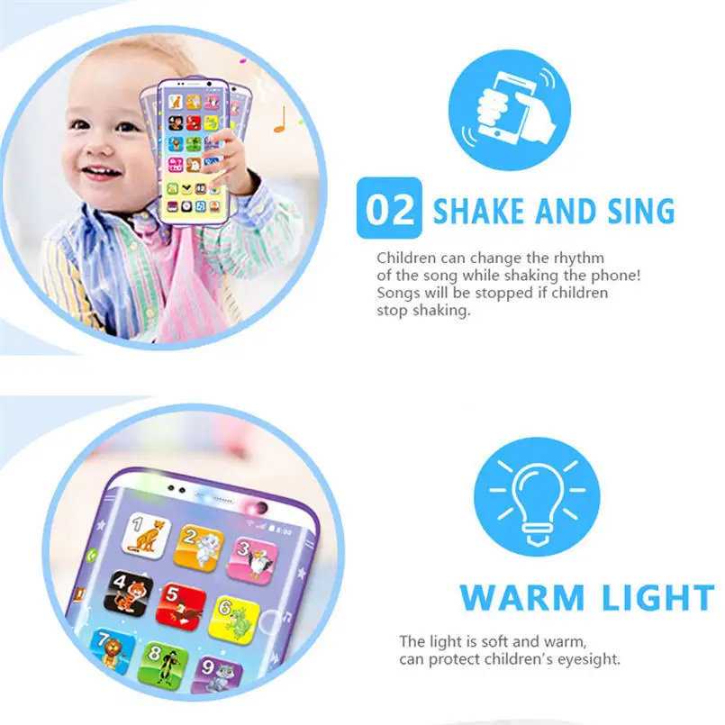 

Kids Smart Plastic Charging Phone Toy Music Sound Light Mobile Early Educational Different Functions Kids Toys Birthday Gift 5