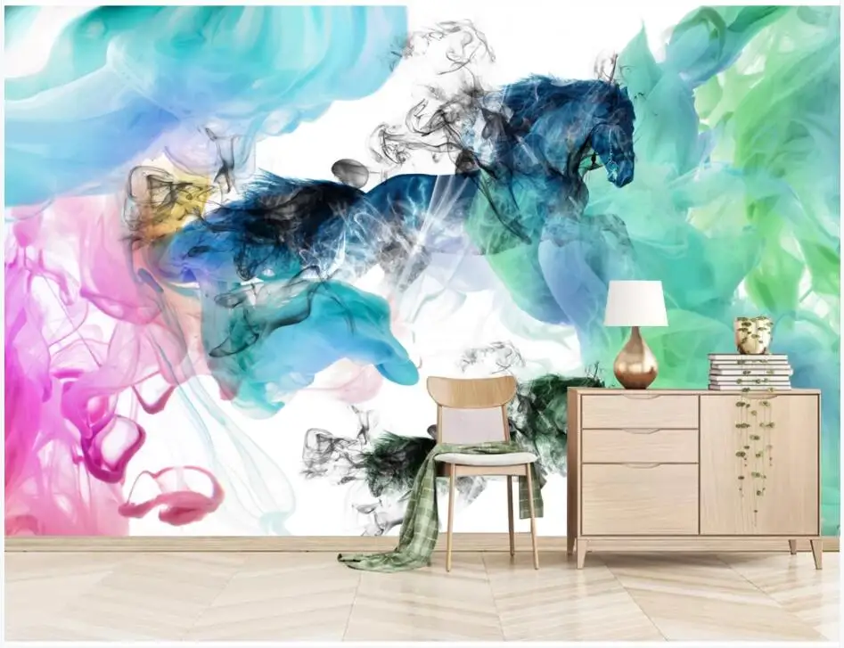 WDBH пользовательские фото 3d обои красочная лошадь бег ручная роспись маслом