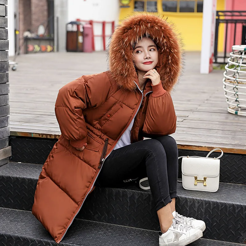 

2018 Polyester No Zipper Slim Standard Full Zippers Limited Winter New Korean Leisure Long Fund Cotton Woman Clothes Coat