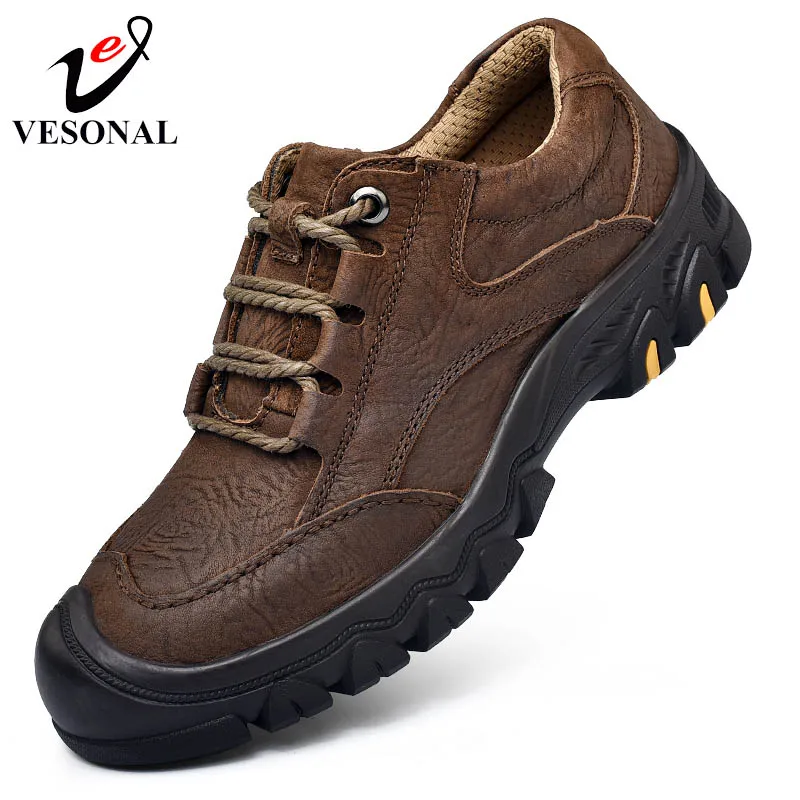 VESONAL 2018 New Casual Work Male Shoes For Men Footwear Adult Genuine Leather Classic Cargo High Quality Safety Sneakers 8195 | Обувь