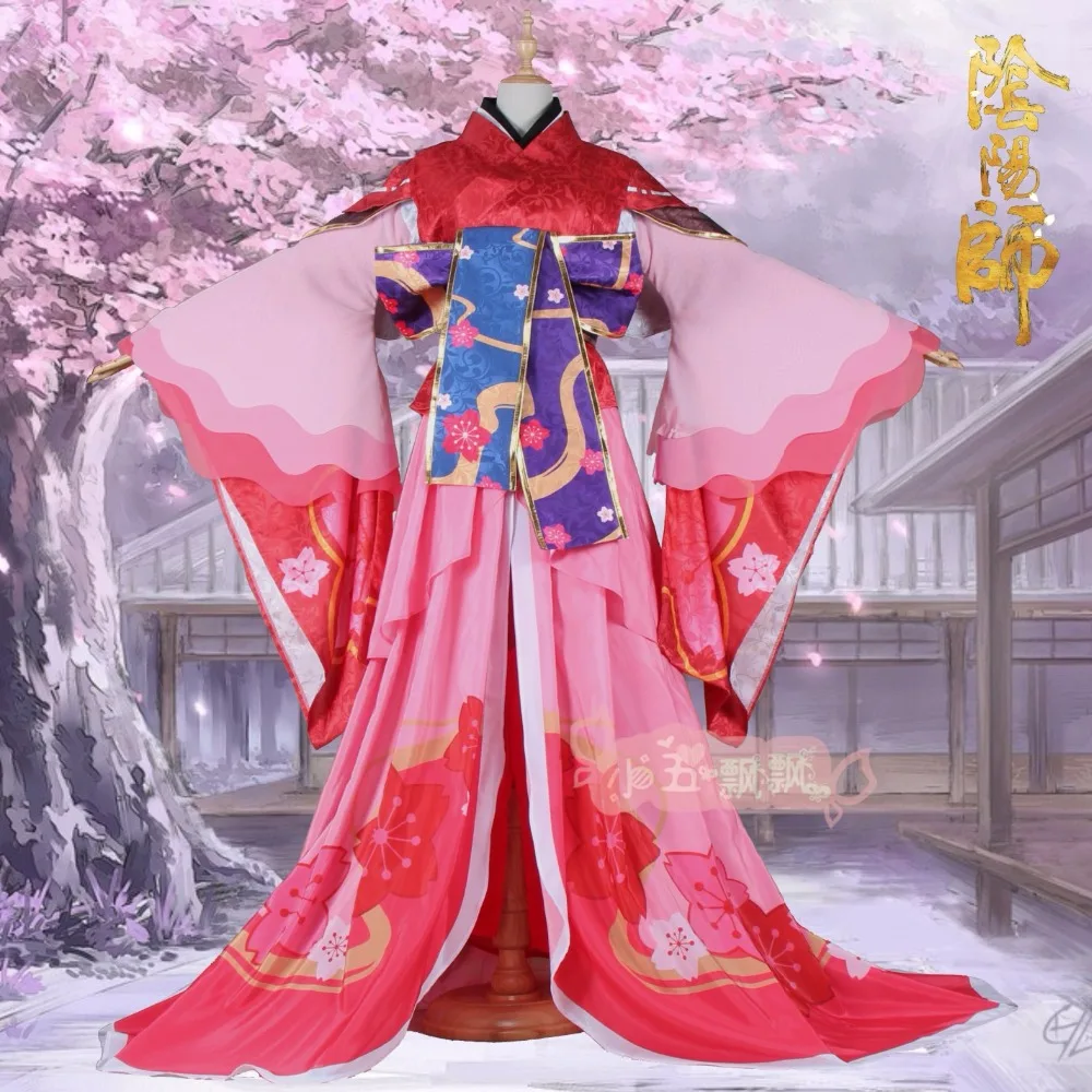 Аниме! Женское платье-кимоно Onmyoji SR Sakura костюм для косплея бесплатная доставка |