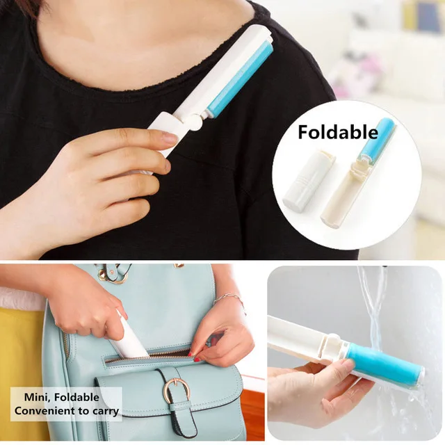 

Reusable Portable Washable Lint Sticky Roller Hair Dust Remover Brush Sticky Picker Cleaner Clothes Foldaway Travel Essential