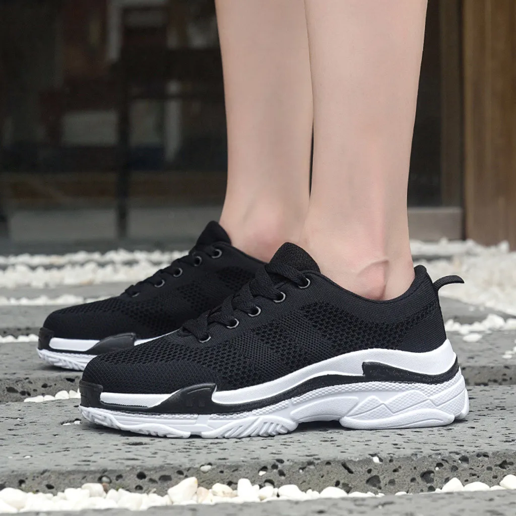 SAGACE/Летняя женская однотонная сетчатая дышащая обувь на плоской подошве кроссовки модная повседневная