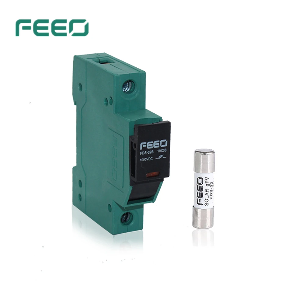 

DC Fuse PV 15A 20A 25A 32A 1000V Din Rail Electronic Solar 1000VDC Fuse Holder with light with fuse 10*38mm