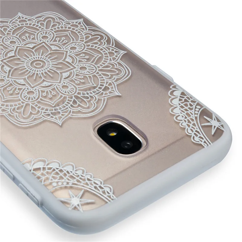 For Samsung Galaxy J3 2017 Case Lace Silicone Phone Back Cover J330 Clear Relief Flower |