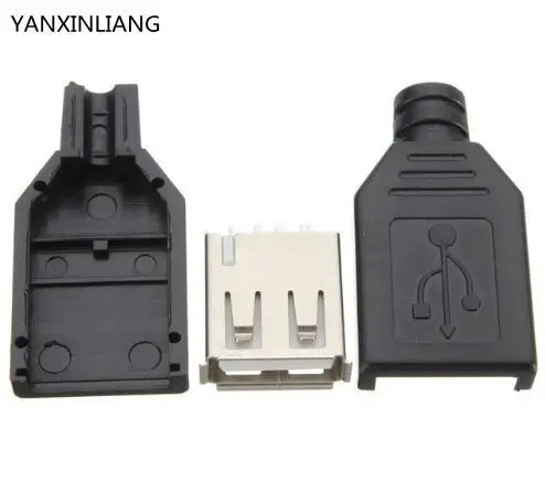 Штепсельная розетка типа A с 4 контактами USB 10 шт. штепсельная черным пластиковым