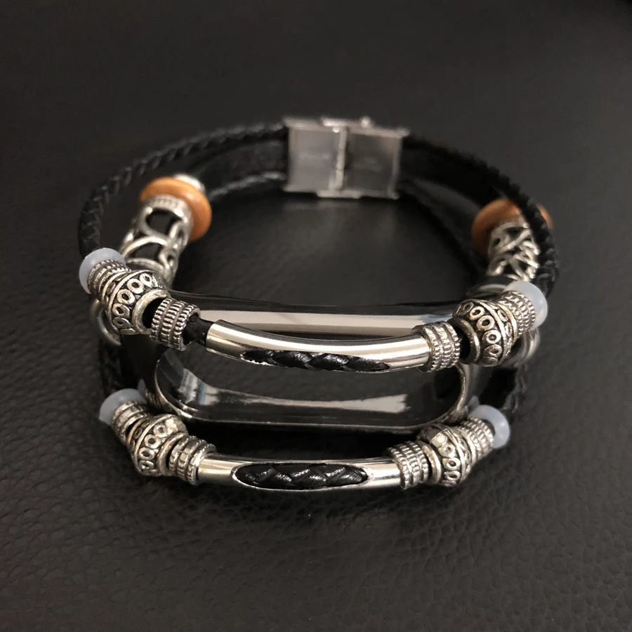 Leather Strap for Xiaomi Mi Band 2 Bracelet Genuine Watchband Smart | Наручные часы
