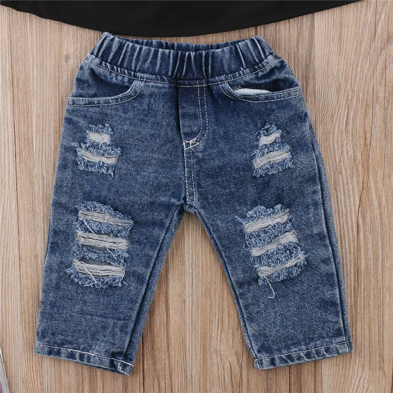 2 шт. джинсовые брюки для девочек с открытыми плечами | Мать и ребенок