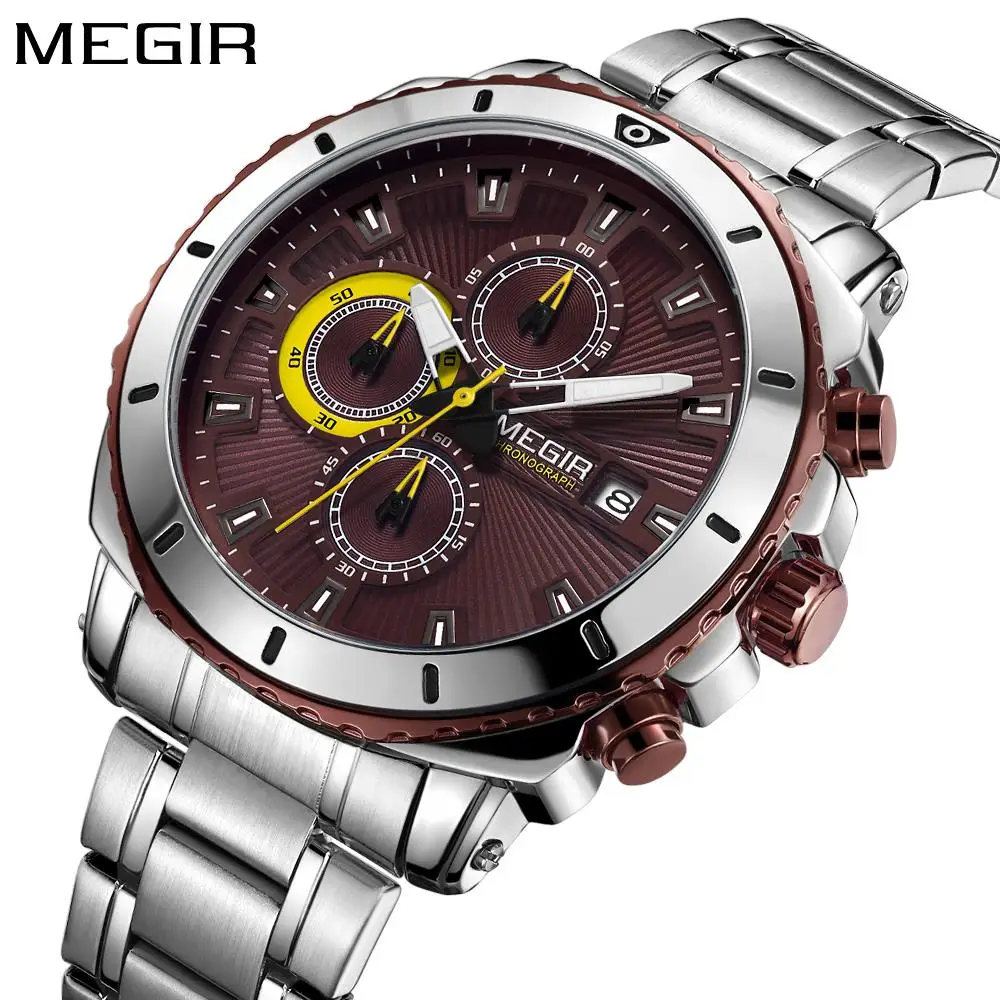 Relojes Hombre 2018 Новинка MEGIR мужские часы Топ бренд класса люкс полностью стальные