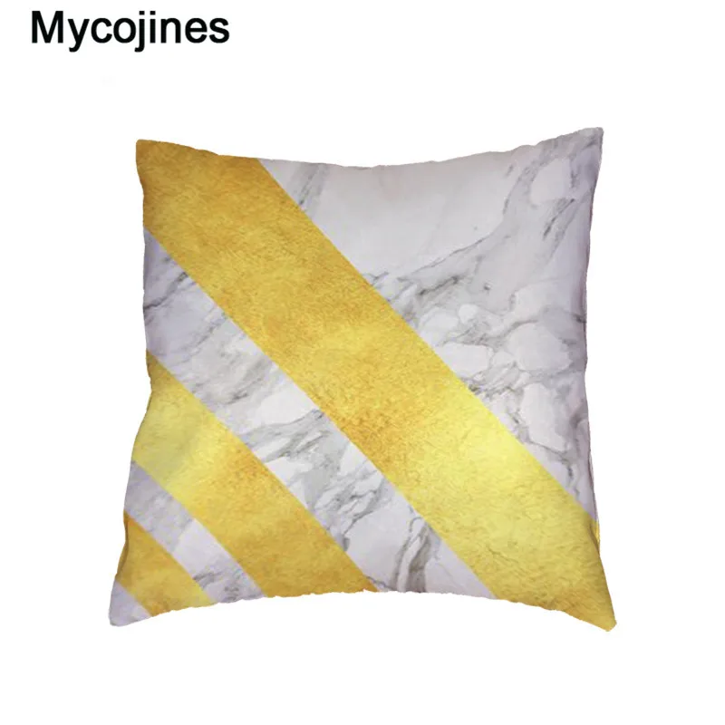 Golden Luxury Marble Cushion Cover Polyester Peach Skin Throw Pillows Covers Office Seat Home Couch Chair Decorative Pillowcase | Дом и сад