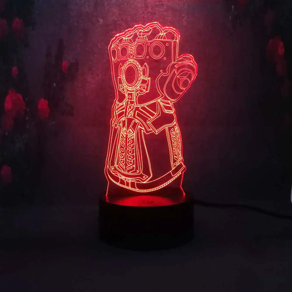 Marvel Мстители супергерой танос бесконечность перчатки Декор ночник лампа 3D USB LED