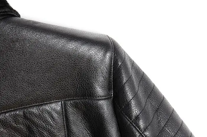 Mens Genuine Leather Bomber Pilot Jacket Sheepskin Winter Thick Warm Liner Cashmere Fur Collar Black Luxury Coats Plus Size 5XL | Мужская