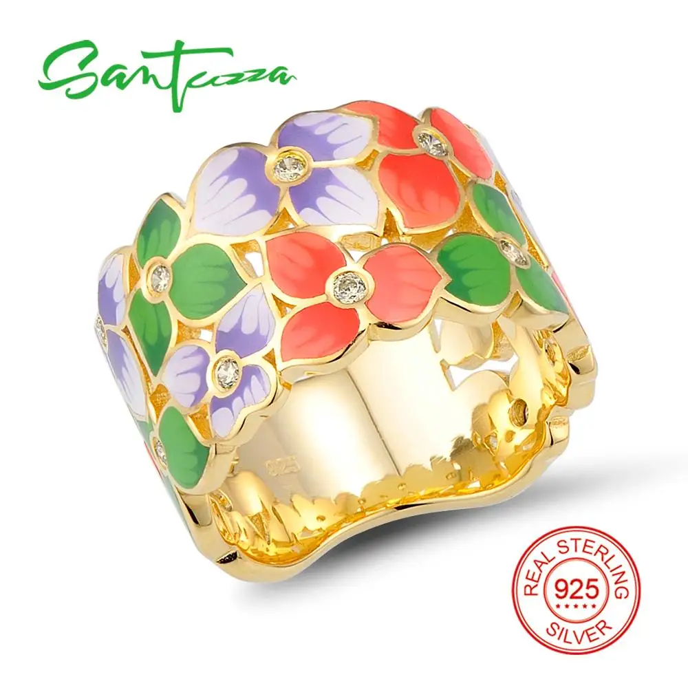 SANTUZZA серебряное кольцо для женщин 925 пробы серебряные цветочные кольца с цветами