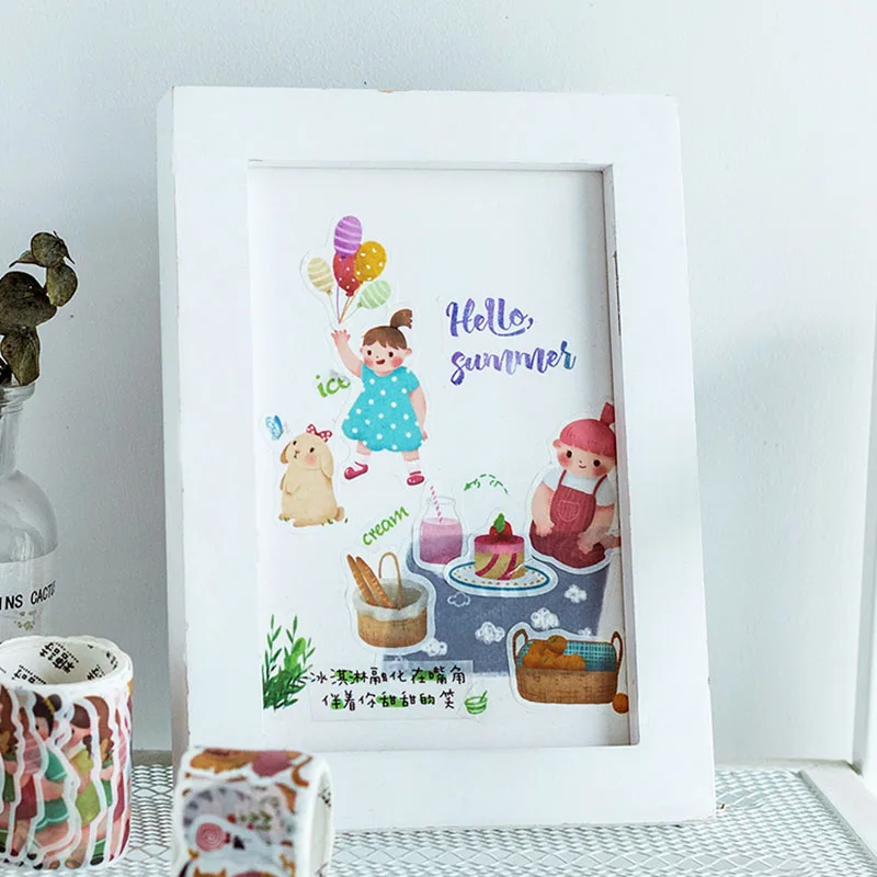 50-80 шт/рулон мультфильм коллаж любовь васи ленты DIY японская бумага декоративные