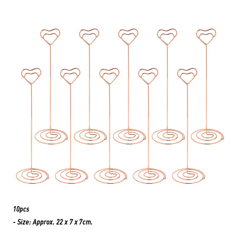 15 12 Pcs Rose Gold Heart Shape Photo Holder Stand Desk Number Holders Card Place Paper Clamps For Wedding Party Decorations - Цвет: 15