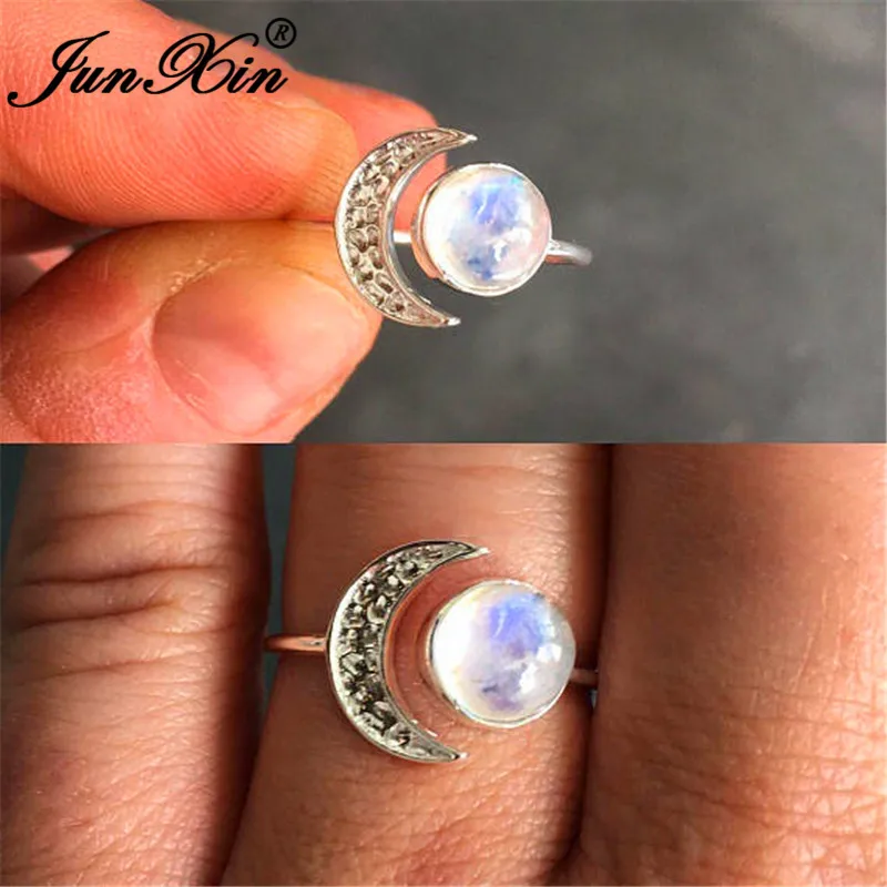 ROXI открытые лунного камня из желтого золота кольца для женщин серебро Цвет белый