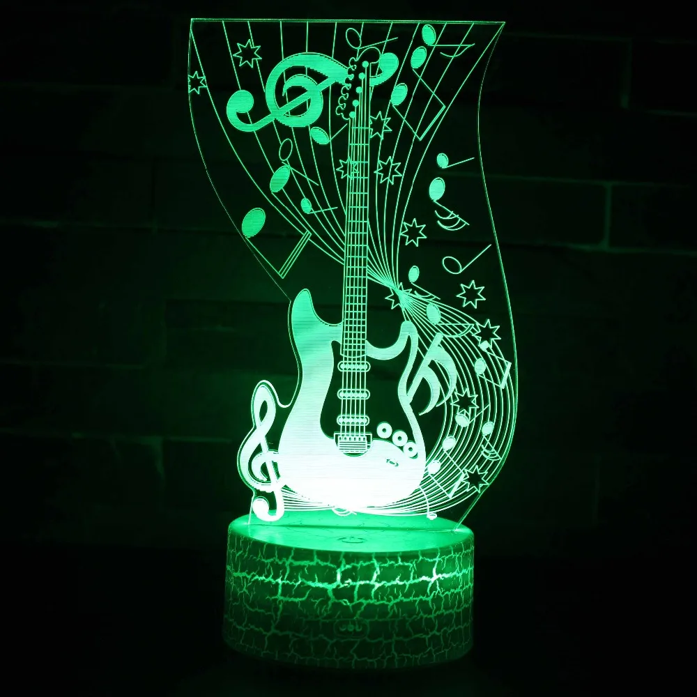 Новая электрогитара датчик лампа 3D USB ночник красочное светодиодное