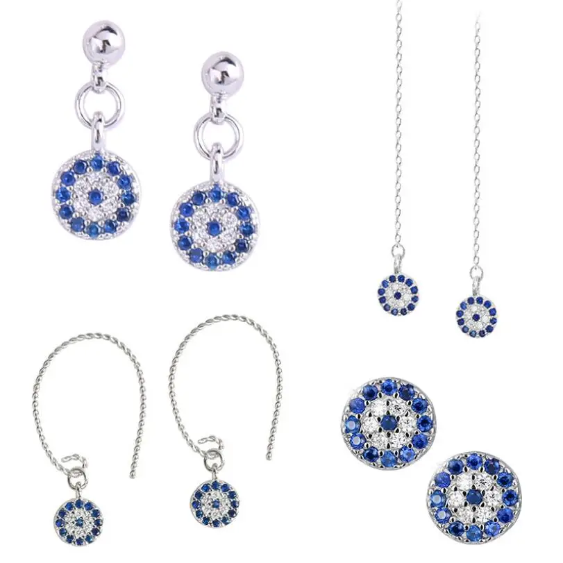 Женские Висячие серьги с синими кристаллами и цветком в винтажном стиле