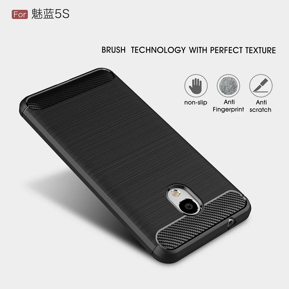 Zoogou обычная мягкая TPU углеродного волокна телефон чехол для Meizu noblue 5S 2017 Shock полная