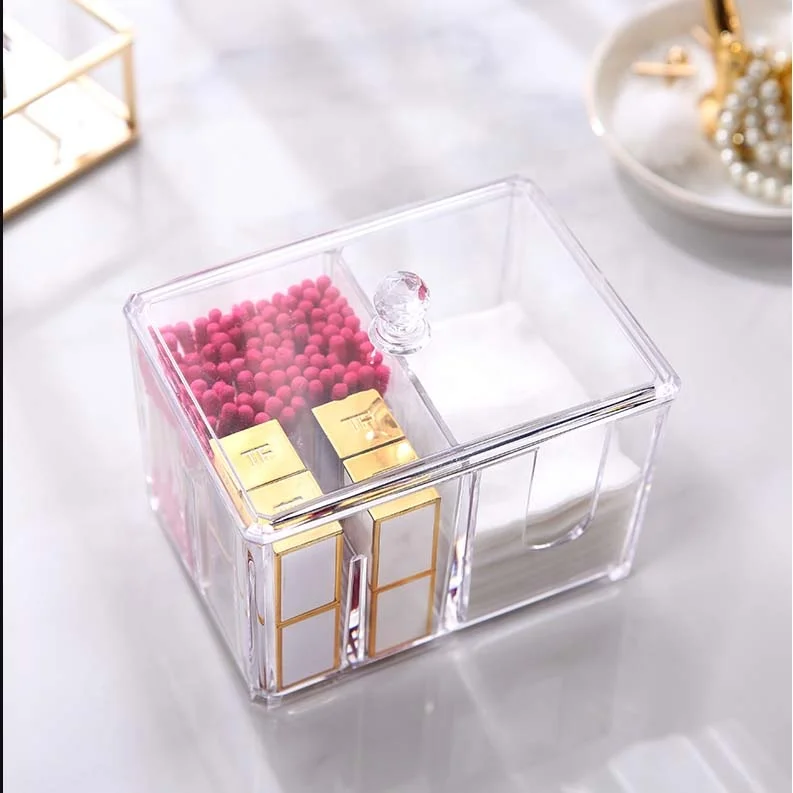 Cotton swab lipstick cotton pad acrylic storage box makeup organizer | Дом и сад