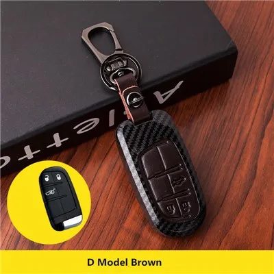D Model Brown Автомобильный чехол из углеродного волокна для дистанционного ключа для Dodge charger Dart Challenger Durango Jeep Chrysler 300C Grand Cherokee брелок - Название цвета: D Model Brown