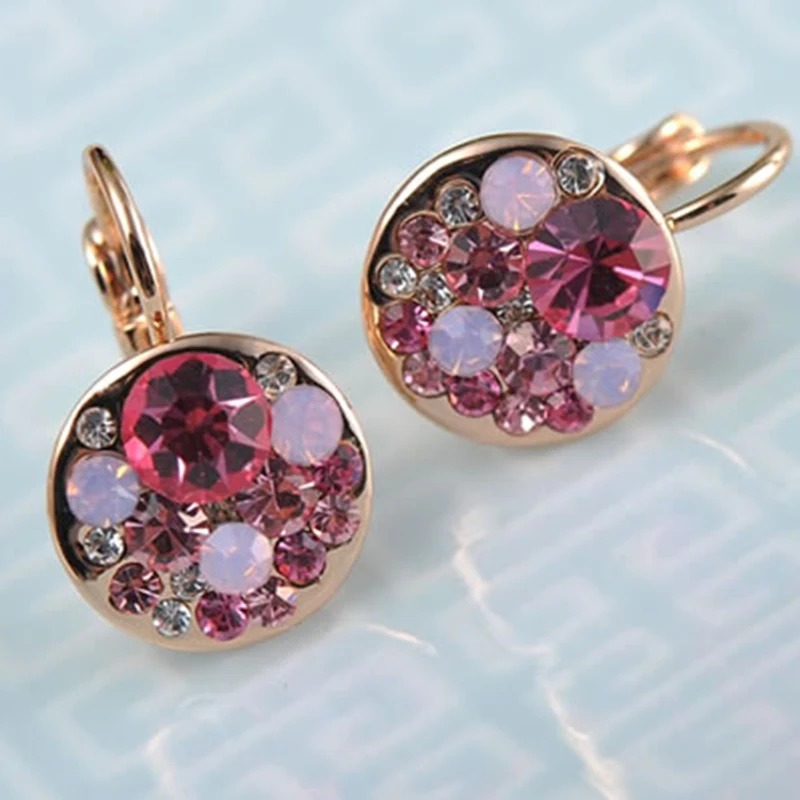 ROMAD 2019 элегантные женские красные круглые CZ камень клип серьги Модные Украшения