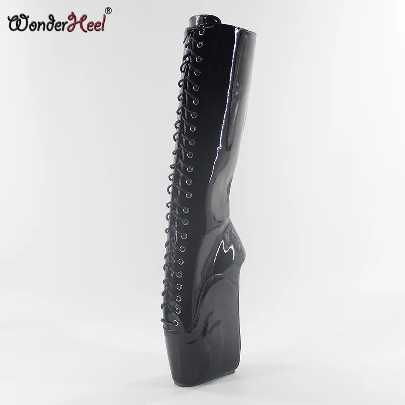 Wonderheel/Новые балетки с кружевом Каблук 7 дюймов необычный каблук лакированная