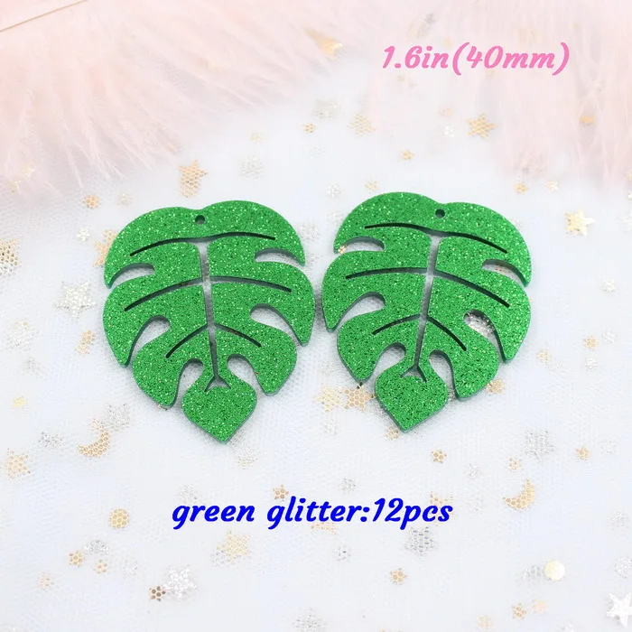 green glitter-12 12 шт./лот) 40 мм монстера серьги акриловые Висячие Серьги Подвески лазерные серьги с вырезом 1,"-AC1464 - Окраска металла: green glitter-12