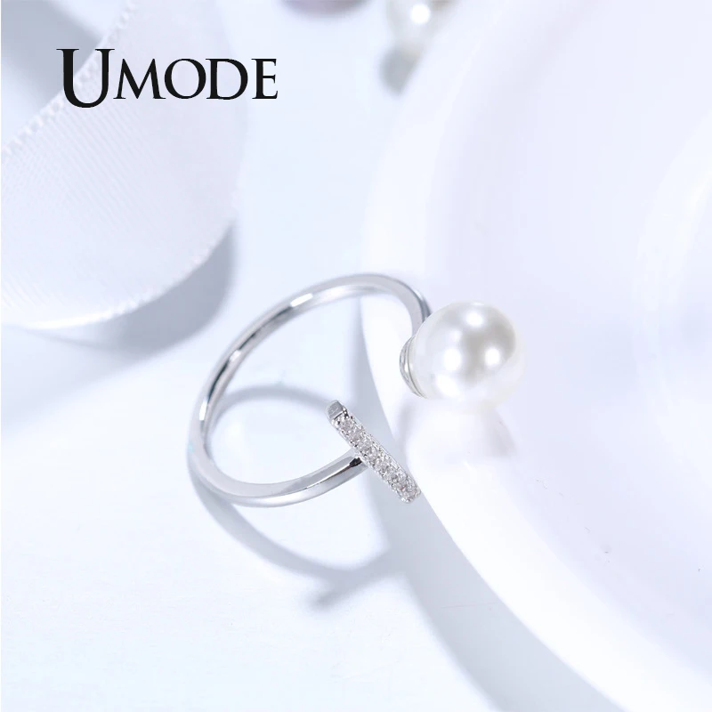 UMODE T буква жемчуг Регулируемые кольца для женщин розовое золото обручальные