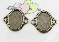 80pcs oval cameo base setting antique bronze zinc alloy charm pendant drops for diy inlay 13x18mm out 22x24mm lm58