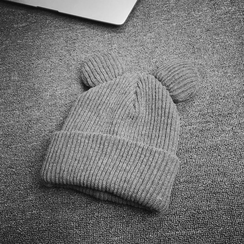 1 шт. женская зимняя Толстая вязаная шерстяная шапка с двумя кошачьими ушками