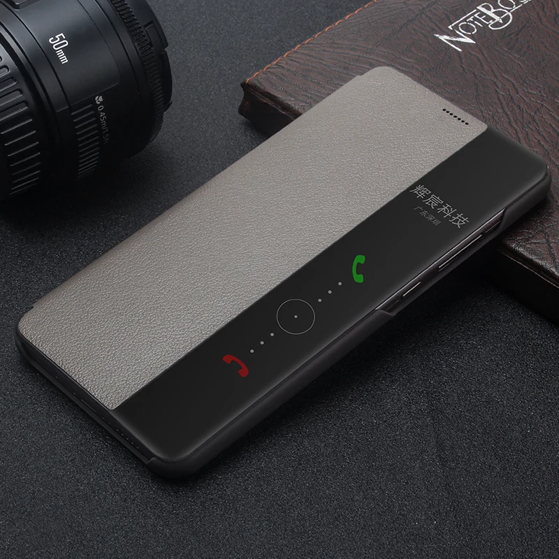 Для huawei mate 10 Pro чехол из натуральной кожи CENMASO официальный Smart View Window для huawei mate 10 Pro Чехол - Цвет: Серый