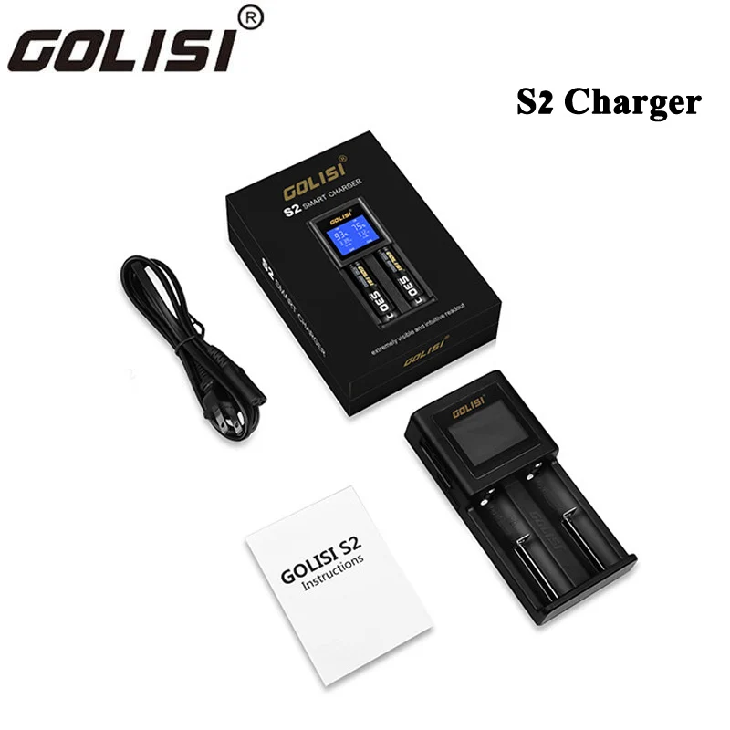 Оригинальное умное зарядное устройство GOLISI S2 2.0A с ЖК-экраном для 18650 20700 26650 Li-Ion Ni-MH