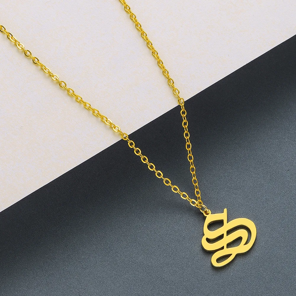 Old English Letter S Pendant Necklace Stainless Steel 26 Alphabet Name Mother's Day Gift Gracias Regalo | Украшения и