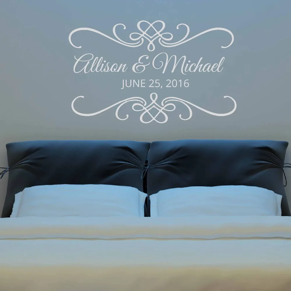 

Wedding Ceremony Date Lettering Wall Stickers Custom Name Love Quotes Wall Decals Wallpapers Wall Decal Home Decors 634C