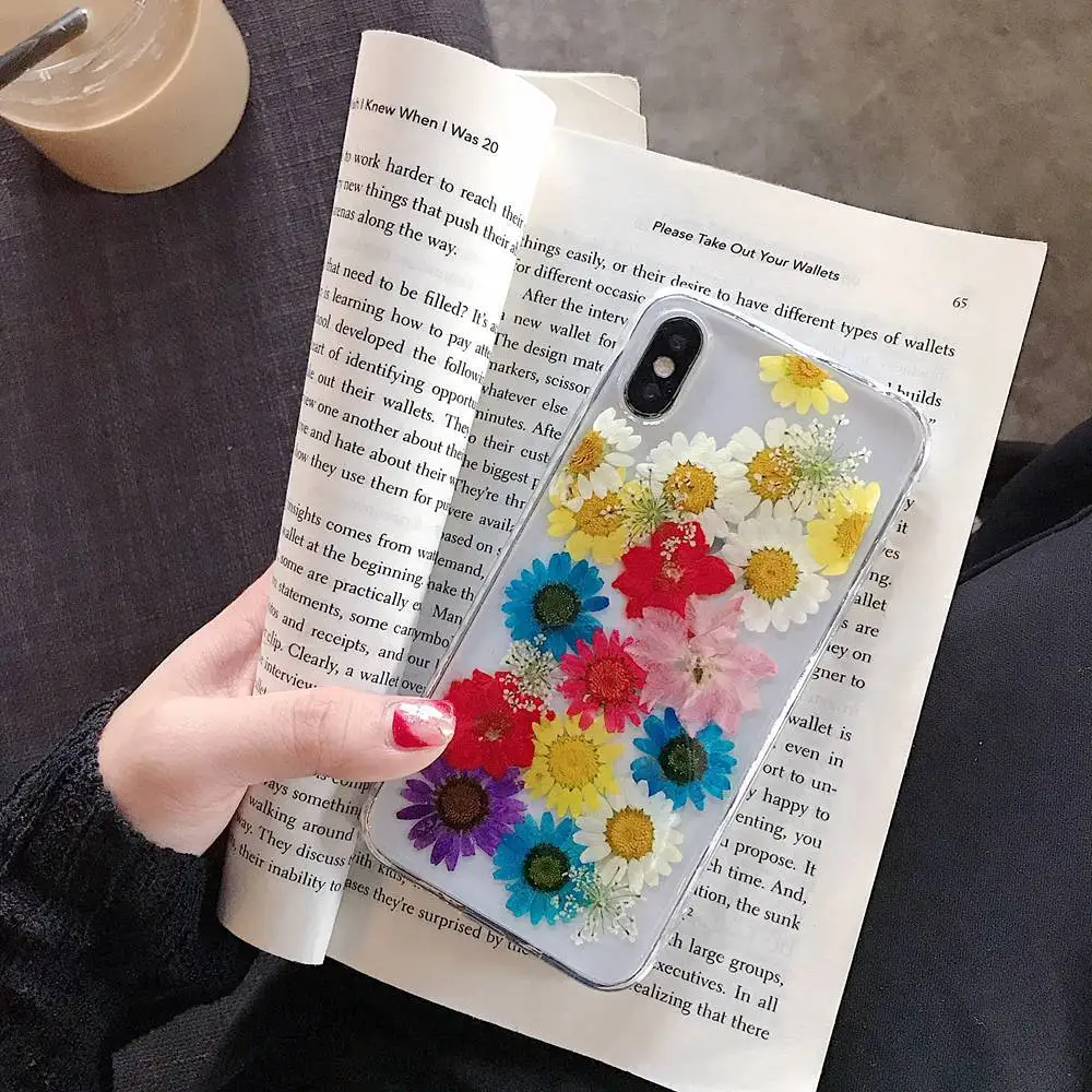 Чехол KISSCASE с настоящим цветочным узором для iPhone X XR XS MAX 7 8 Plus мягкие чехлы обложки