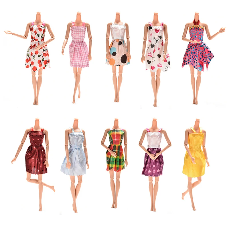 

10PCS practical Handmade Girl Doll Mini Dress for Barbie Doll Dress Slim Clothes Dress Up Toy for Kids Birthday Gift Mixed Style