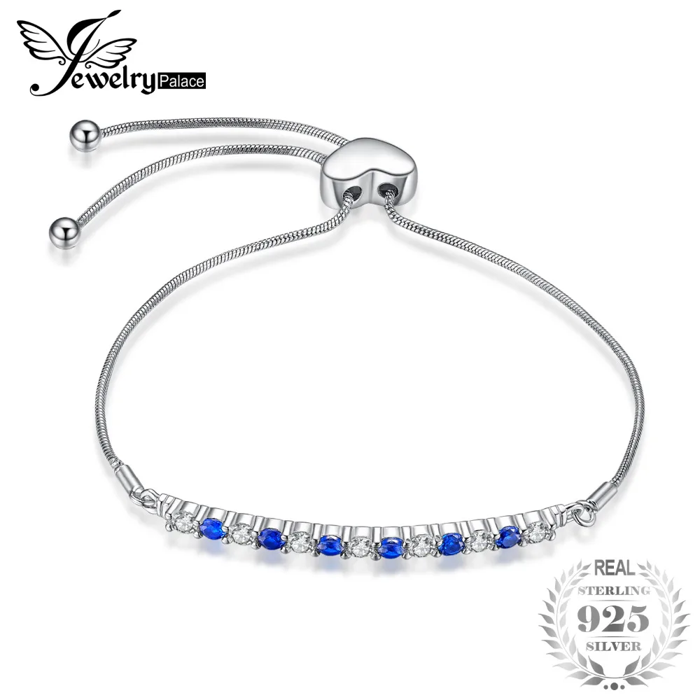 JewelryPalace многоцветный 0.4ct создан синий шпинель регулируемый браслет 925 серебро