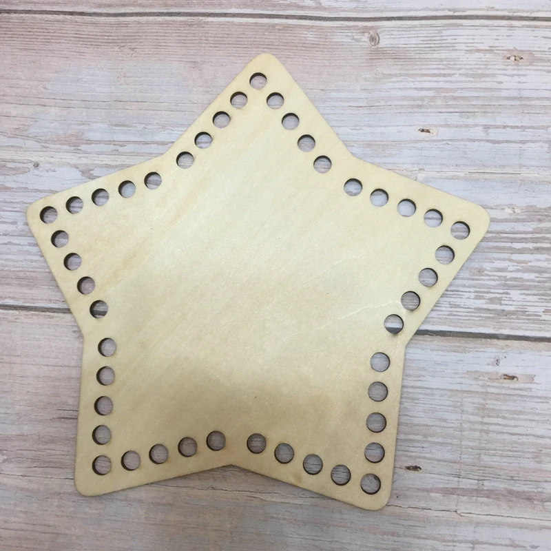 

2pcs 20cm star shape Wooden Bottoms for crochet basket Wooden Basket Bases DIY
