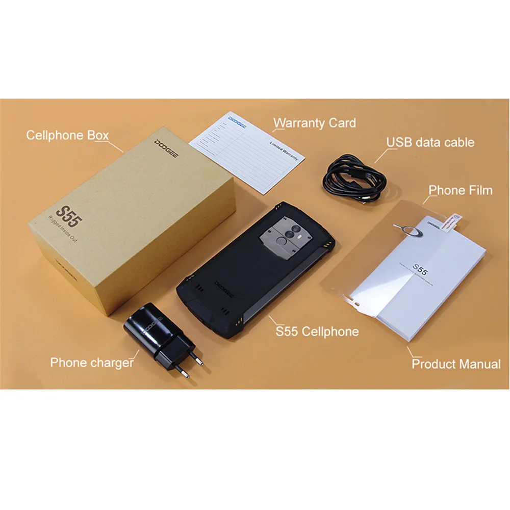 DOOGEE S55 Lite IP68 Водонепроницаемый телефон Android 8 1 2 ГБ 16 5500 мАч MTK6750T 4 ядра 5 две