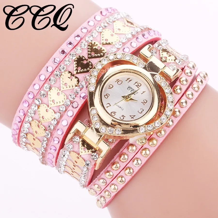 pink CCQ брендовые модные роскошные женские часы-браслет, стразы, женские кварцевые часы, повседневные женские наручные часы, Relogio Feminino - Цвет: pink