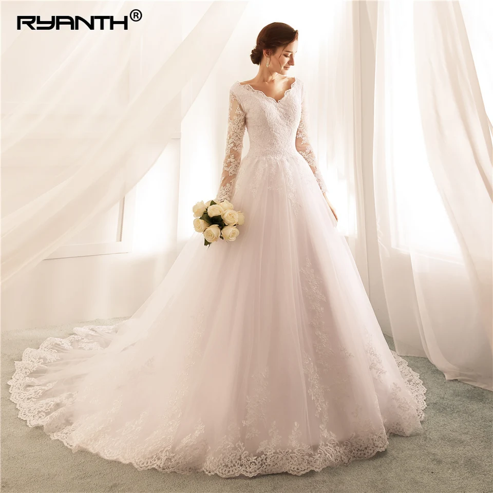 Ryanth Robe De Mariage Новое поступление Vestidos Novia 2018 бальное платье с длинными рукавами