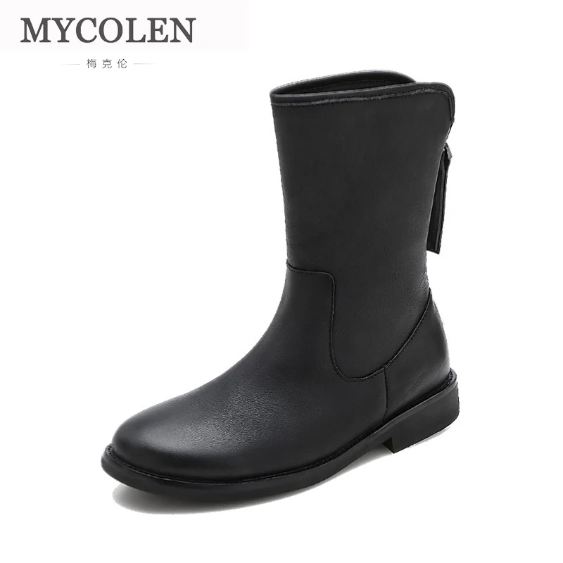 MYCOLEN Brand New Genuine Cow Leather Women'S Shoes Woman Comfort Boots Minimalist Design Leisure Winter Women | Обувь