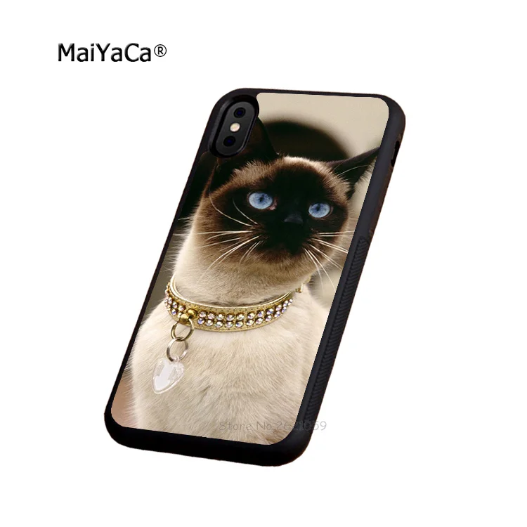 Сиамская кошка Мягкий край чехол для телефона iPhone 5S SE 6 6S plus 7 8 X XR XS MAX черный