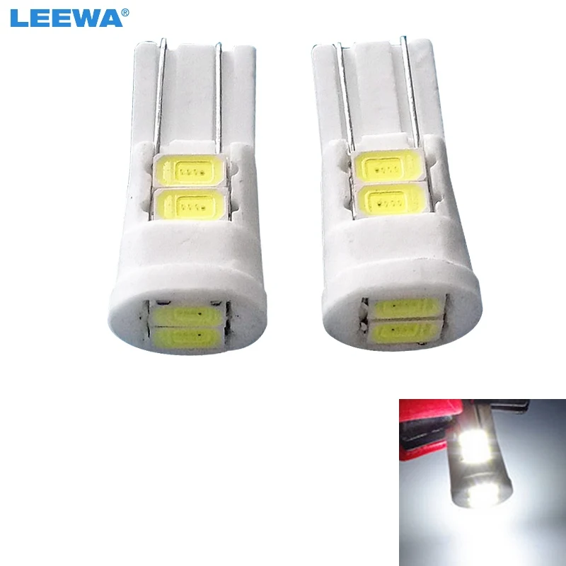 LEEWA 50 шт. DC12V Белый T10 194 168 6SMD 5730 чип Клин керамика светильник автомобильная
