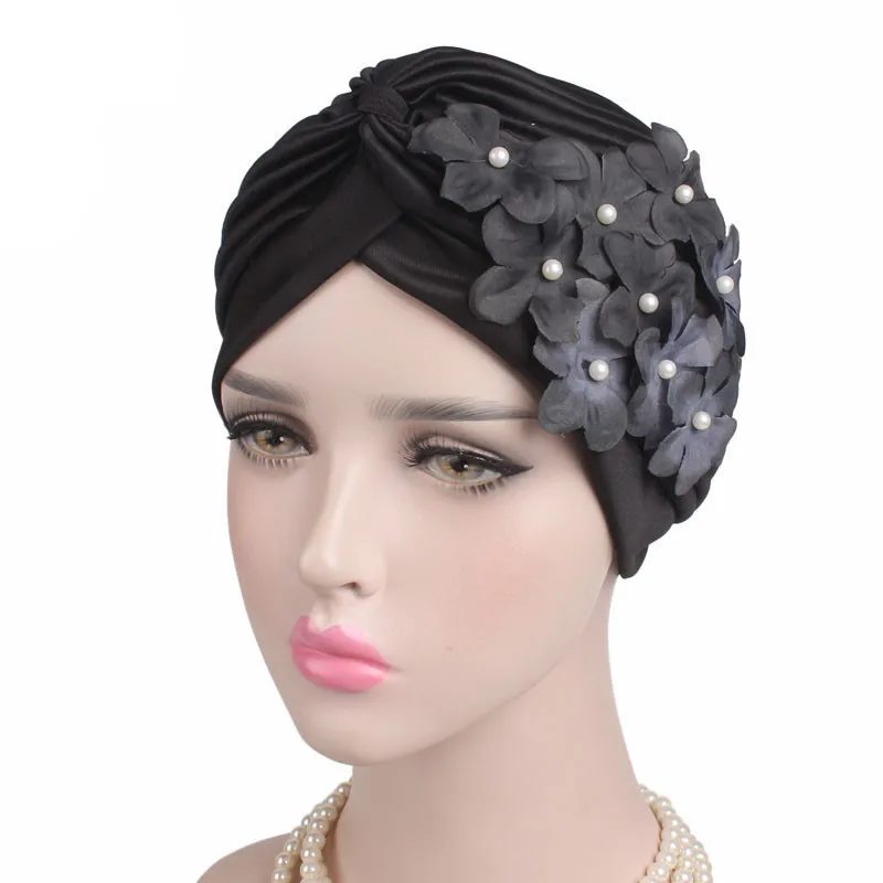 Новинка мусульманская женская однотонная шляпа с цветком сливы тюрбан бандана