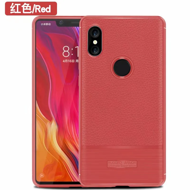 For Xiaomi Mi 8 Case Cover Litchi Striae Soft TPU Silicone Mi8 8SE PU Leather Back SE |