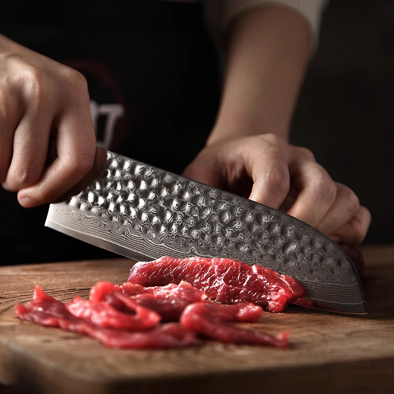 HEZHEN 7 ''нож Santoku 67 слоев Дамасская сталь инструменты для приготовления пищи