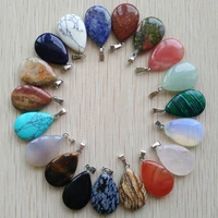 wholesale 50pcslot 2021 trendy hot sell natural stone water drop shape pendants charms for necklaces making free shipping
